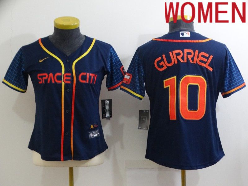 Cheap Women Houston Astros 10 Gurriel Blue City Edition Game Nike 2022 MLB Jerseys